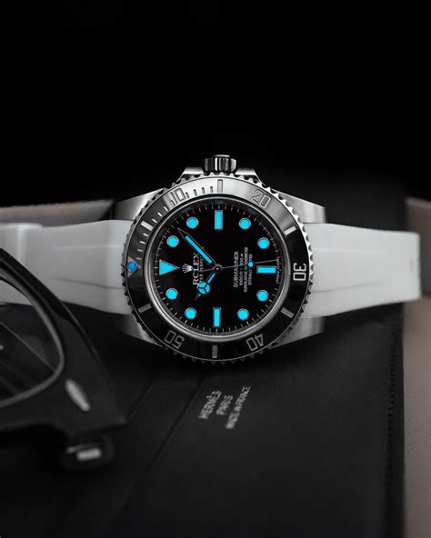 rolex submariner with white strap|rolex submariner 2020 rubber strap.